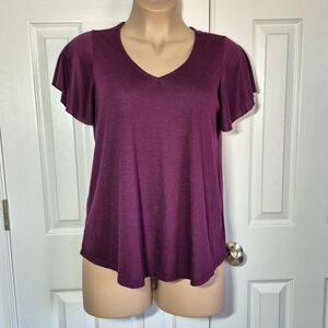 Women's Purple V-Neck Top